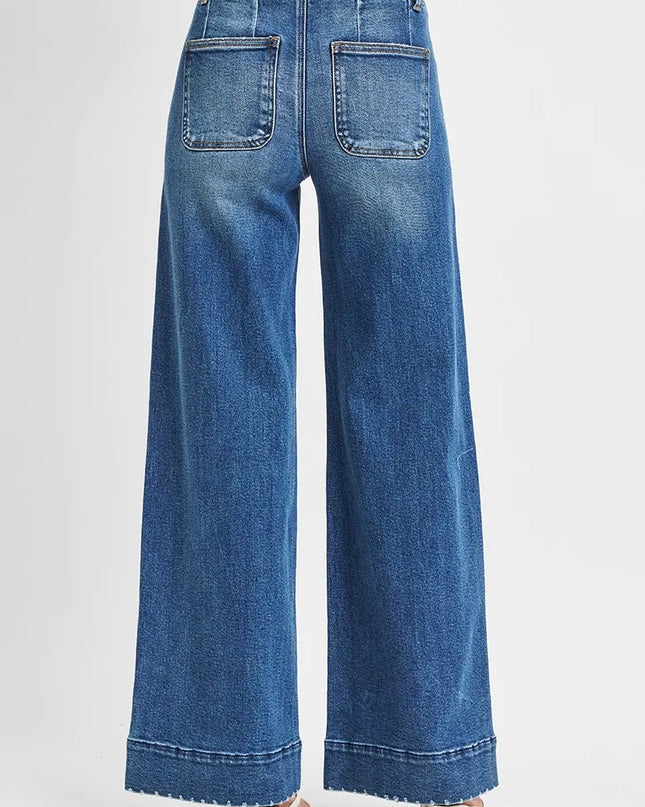 RISEN Full Size High Rise Ankle Wide Seam Detailed Jeans Plus Size - Sleekdenim.com