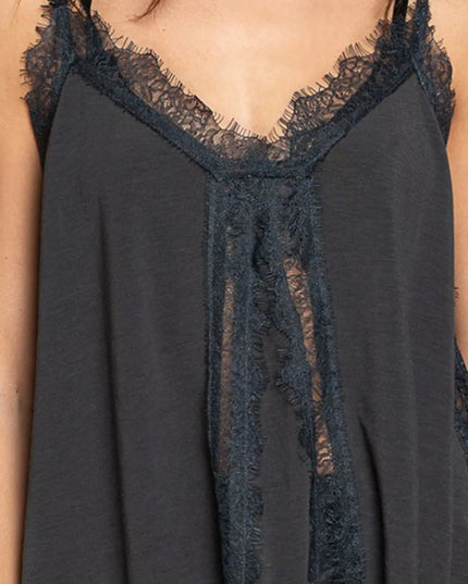 POL Lace Detail V-Neck Cami - Sleekdenim.com