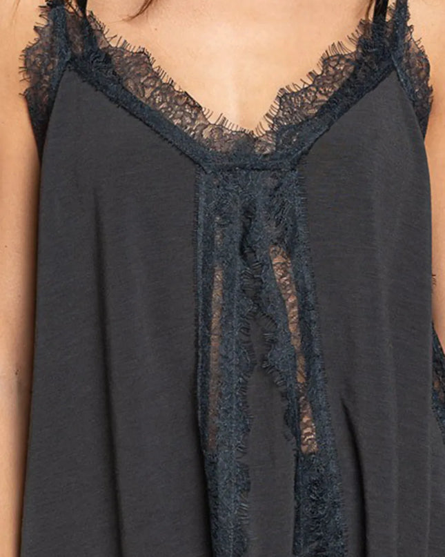 POL Lace Detail V-Neck Cami - Sleekdenim.com