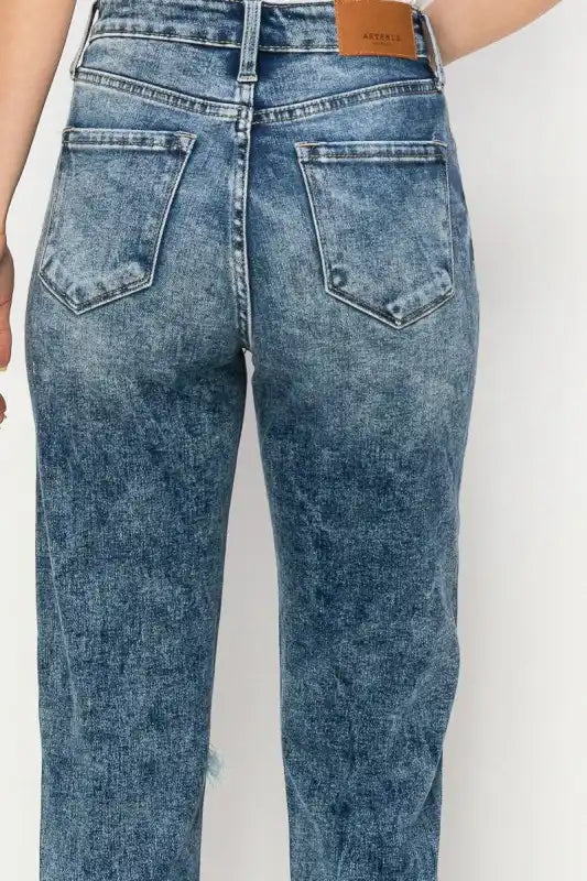 Artemis Vintage AT1061MMD HIGH RISE STRETCH DISTRESSED MOM JEANS - Sleekdenim.com