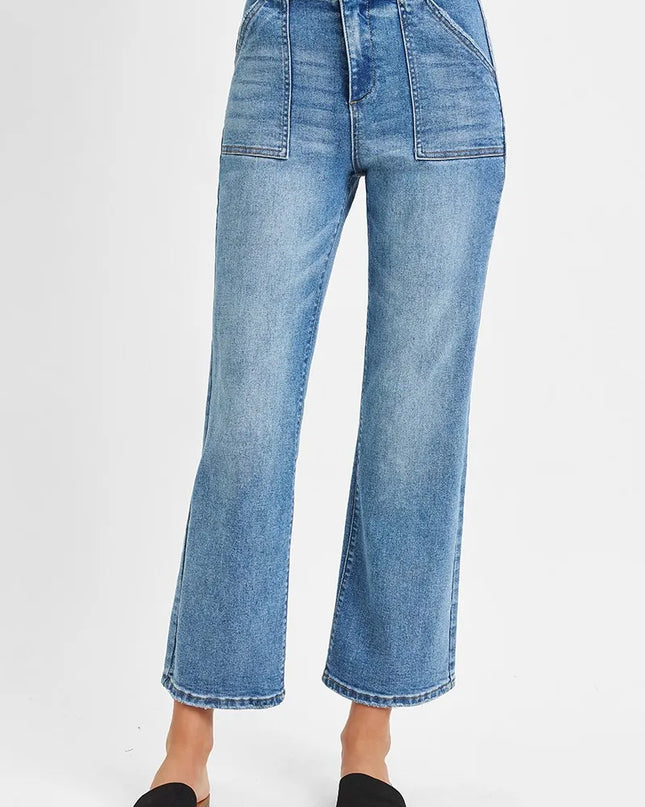 RISEN Full Size High Waisted Bootcut Cropped Jeans Plus Size - Sleekdenim.com