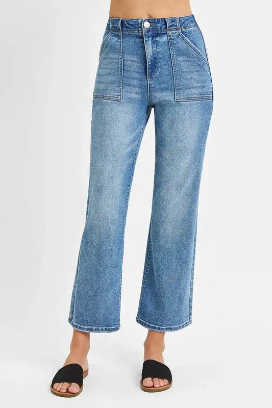 RISEN High Waisted Bootcut Cropped Jeans - Sleekdenim.com
