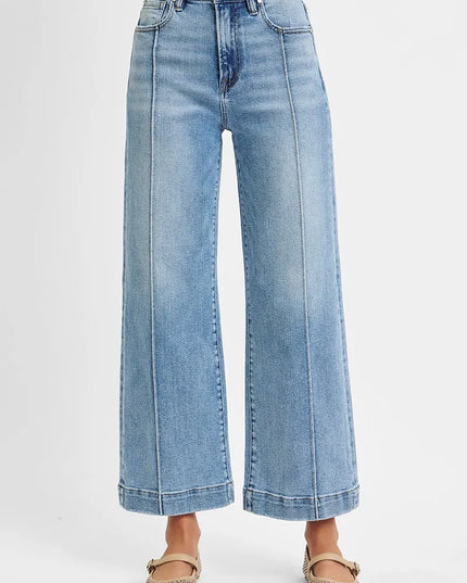RISEN Full Size High Rise Crop Wide Leg Jeans Plus Size - Sleekdenim.com