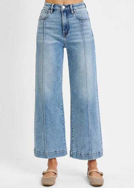 RISEN Full Size High Rise Crop Wide Leg Jeans Plus Size - Sleekdenim.com