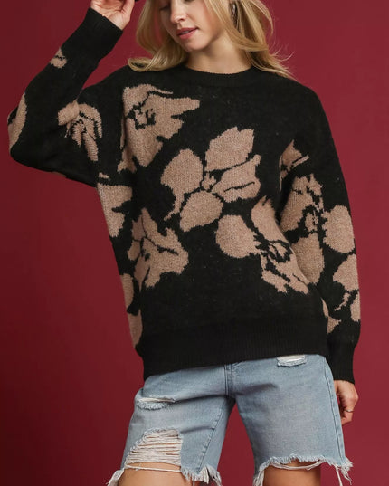 Umgee Floral Long Sleeve Sweater - Sleekdenim.com