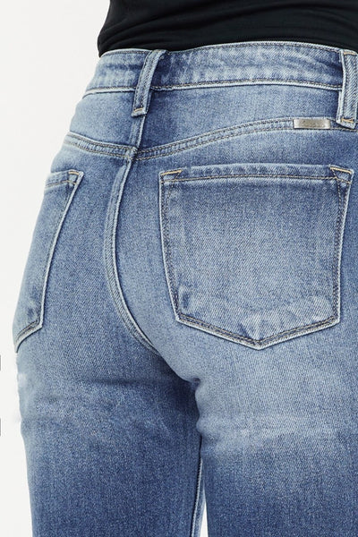 Kancan High Waist Distressed Hem Detail Cropped Straight Jeans | Sleekdenim.com