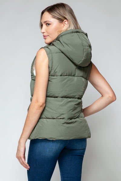 Snobbish Snap and Zip Closure Hooded puffer Vest