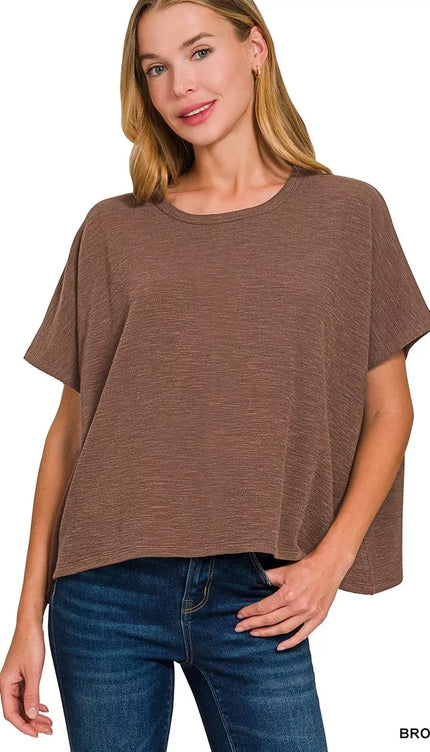 Zenana Cotton Slub Oversized Tee - Sleekdenim.com