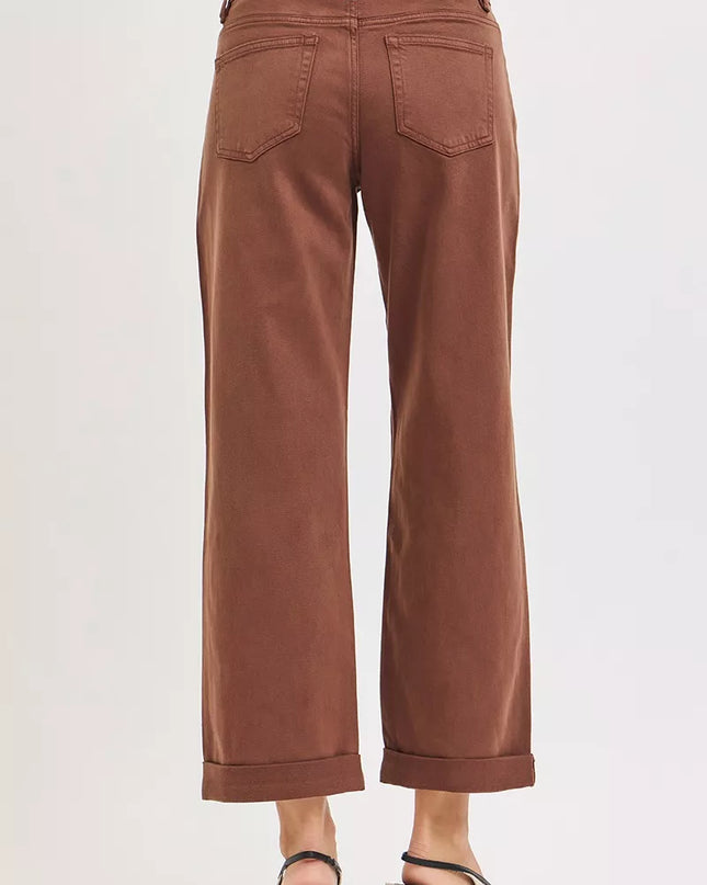 RISEN Full Size Tummy Control Mid Rise Ankle Barrel Baggy Plus Size - Sleekdenim.com