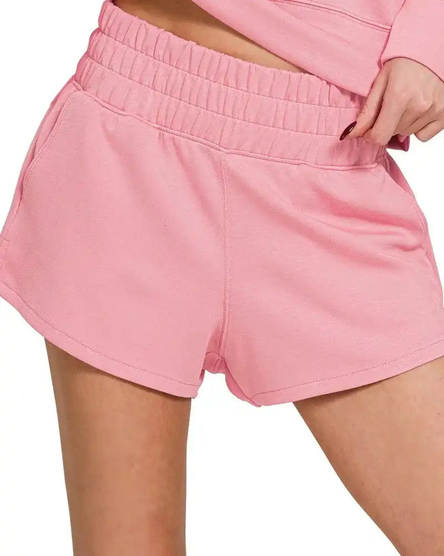 Zenana Scuba Long Sleeve Sweatshirts & Shorts Set - Sleekdenim.com