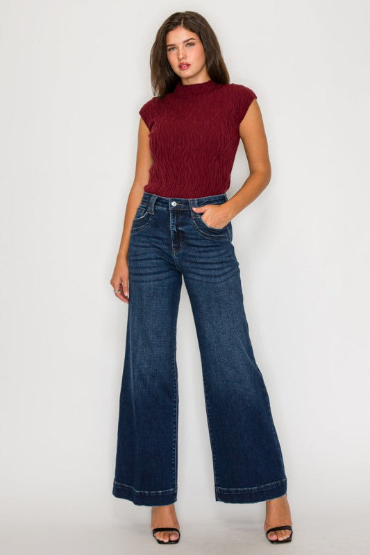 AT2099WDDT - TUMMY CONTORL HIGH RISE A-WIDE LEG FI - Sleekdenim.com