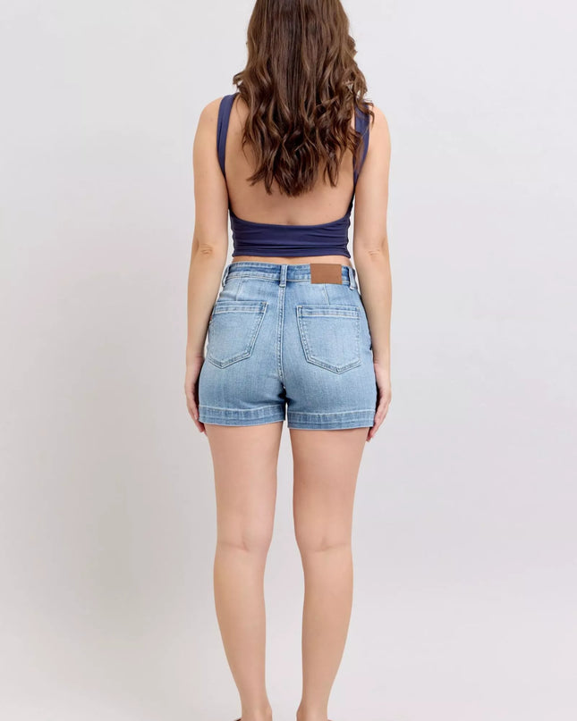 Judy Blue Mid Rise Denim Shorts 15289 - Sleekdenim.com