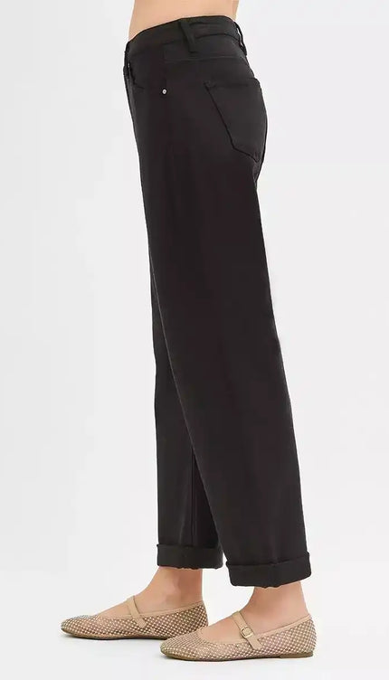 RISEN Tummy Control Mid Rise Ankle Barrel Relaxed Jeans PGA21132 - Sleekdenim.com