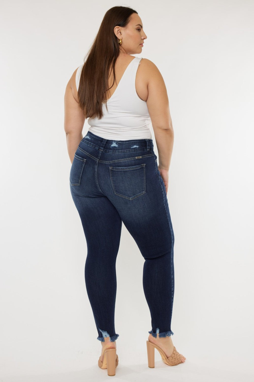 Kancan Full Size Cat's Whiskers Raw Hem High Waist Jeans | Sleekdenim.com