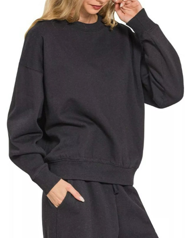 Zenana Fleece Long Sleeve Top and Sweatpants Set - Sleekdenim.com