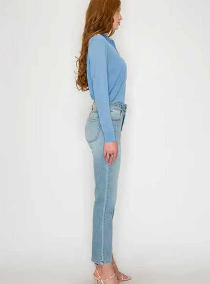 AT1747STL - HIGH RISE SLIM STRAIGHT JEANS - Sleekdenim.com