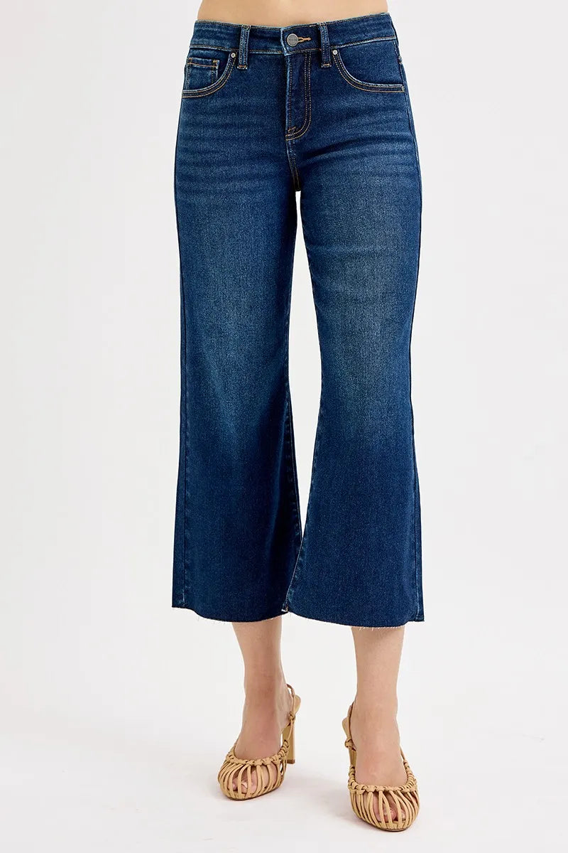 RISEN Full Size Tummy Control High Rise Crop Wide Jeans Plus Size - Sleekdenim.com