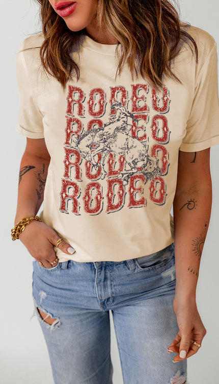 Letter Graphic Cuffed Tee Shirt - Sleekdenim.com