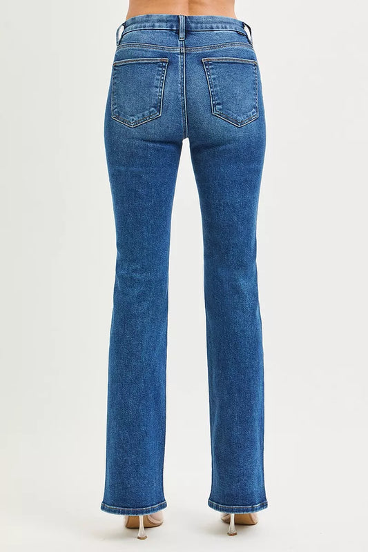 RISEN High Rise Bootcut Jeans With Distressed Details - Sleekdenim.com