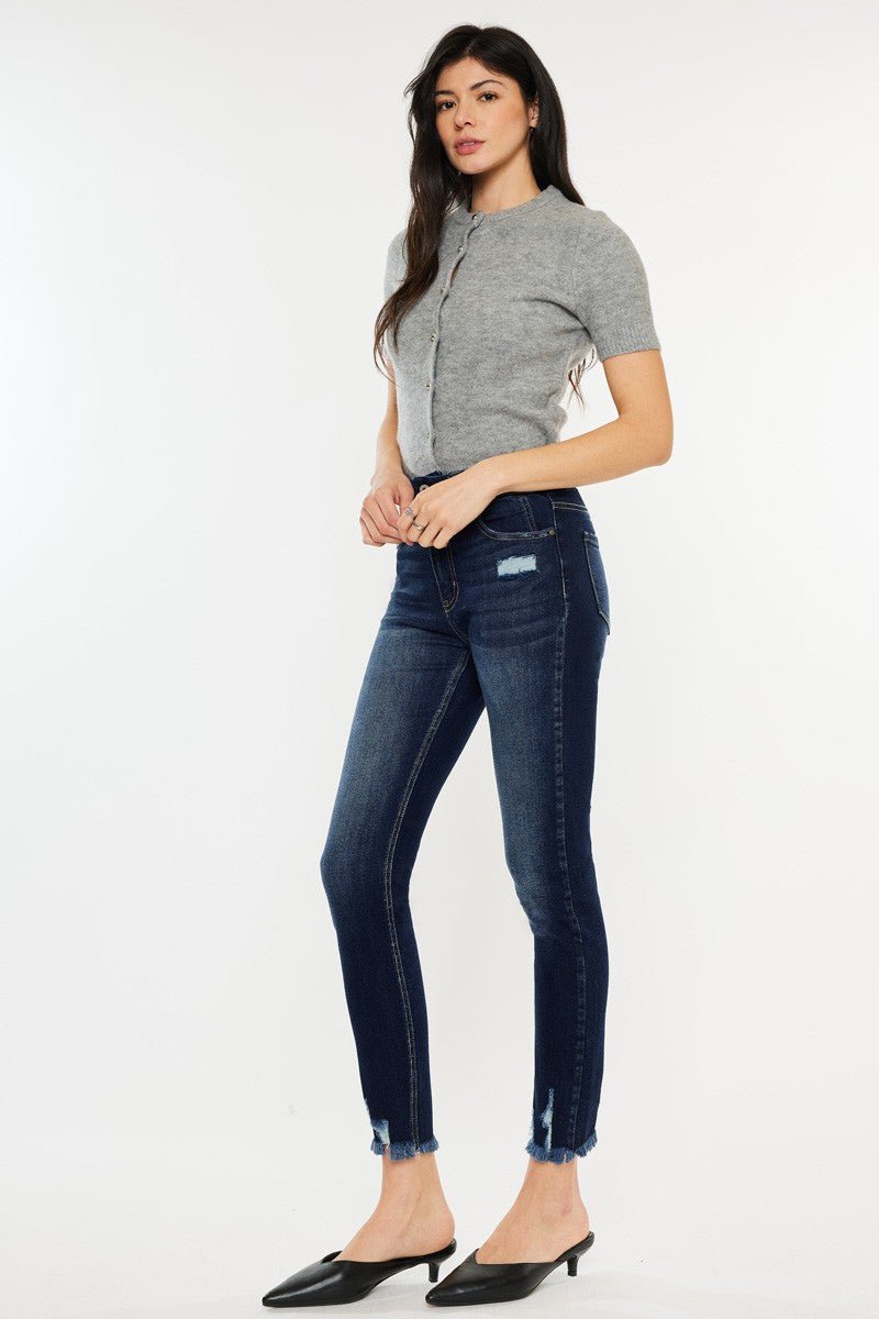 Kancan Full Size Cat's Whiskers Raw Hem High Waist Jeans | Sleekdenim.com