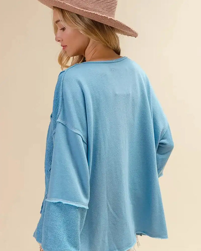 BiBi Oversized Pocket Front Sweatshirt - Sleekdenim.com