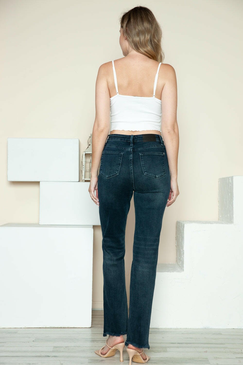 Judy Blue Full Size Button Fly Hem Destroy Straight Jeans | Sleekdenim.com