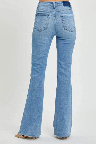 RISEN Full Size High Rise Raw Cut Hem Bootcut Jeans | Sleekdenim.com