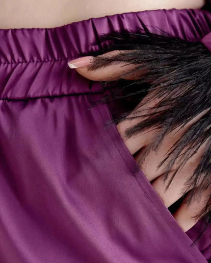 Silky Button Up Top and Pants Lounge Set - Sleekdenim.com