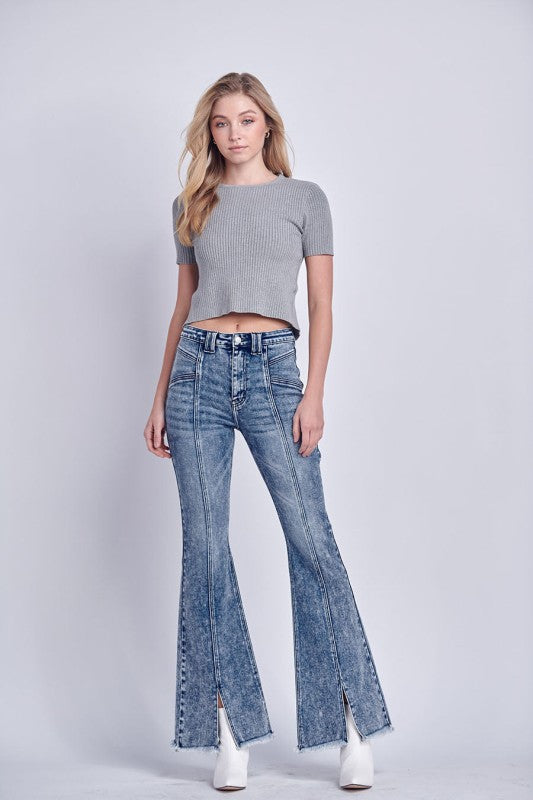 AT1026FLM High Rise Stretch Flare Jeans - Sleekdenim.com