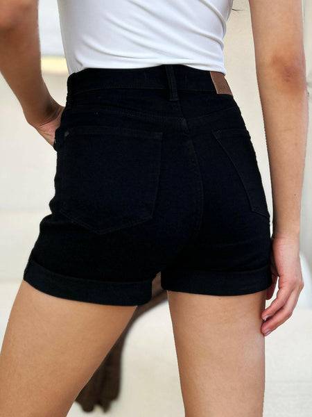 Judy Blue Full Size High Waist Tummy Control Cuffed Denim Shorts | Sleekdenim.com