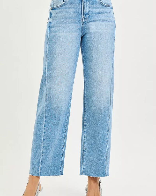 RISEN Full Size Slouchy Cropped Barrel Jeans with Curved Side Seam Plus Size - Sleekdenim.com