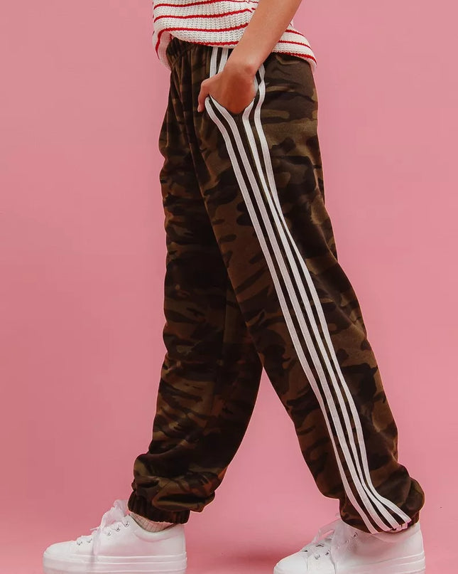 BiBi Side Lines Camouflage Track Pants - Sleekdenim.com