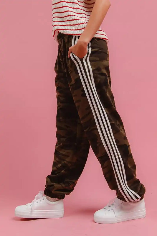 BiBi Side Lines Camouflage Track Pants - Sleekdenim.com