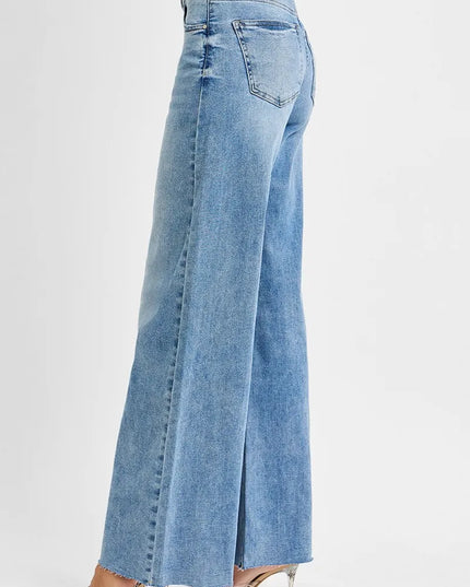 RISEN Full Size Tummy Control High Rise Ankle Palazzo Jeans Plus Size - Sleekdenim.com