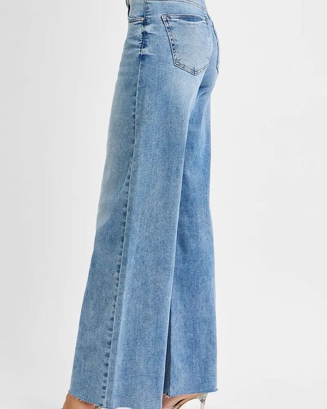 RISEN Full Size Tummy Control High Rise Ankle Palazzo Jeans Plus Size - Sleekdenim.com