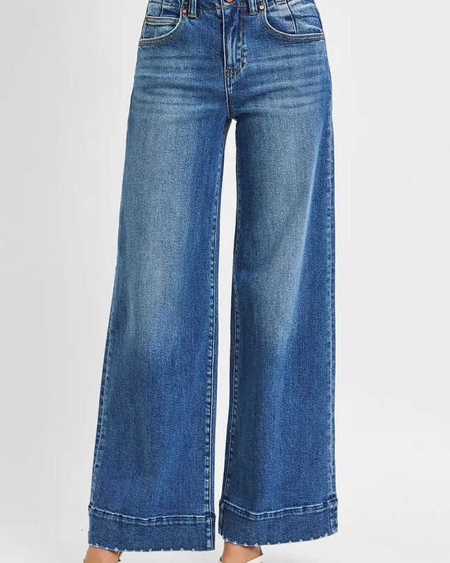 RISEN Full Size High Rise Ankle Wide Seam Detailed Jeans Plus Size - Sleekdenim.com