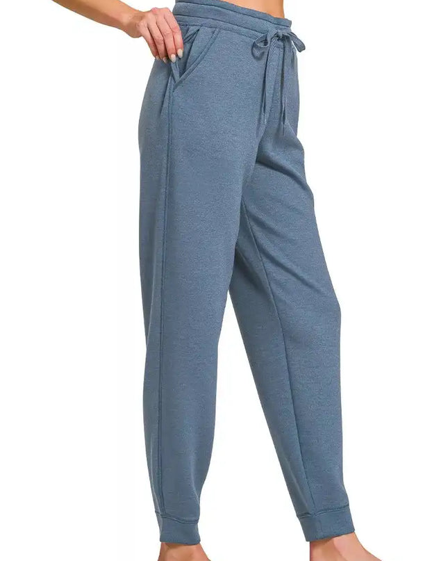 Zenana Drawstring Scuba Joggers with Pockets - Sleekdenim.com