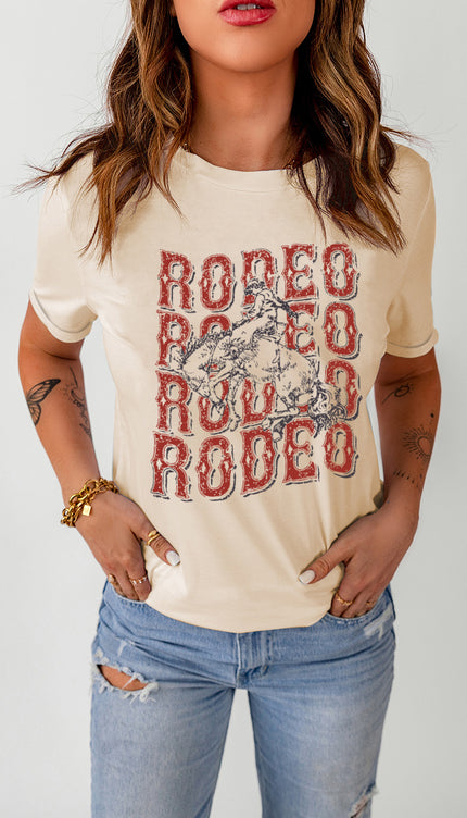 Letter Graphic Cuffed Tee Shirt - Sleekdenim.com