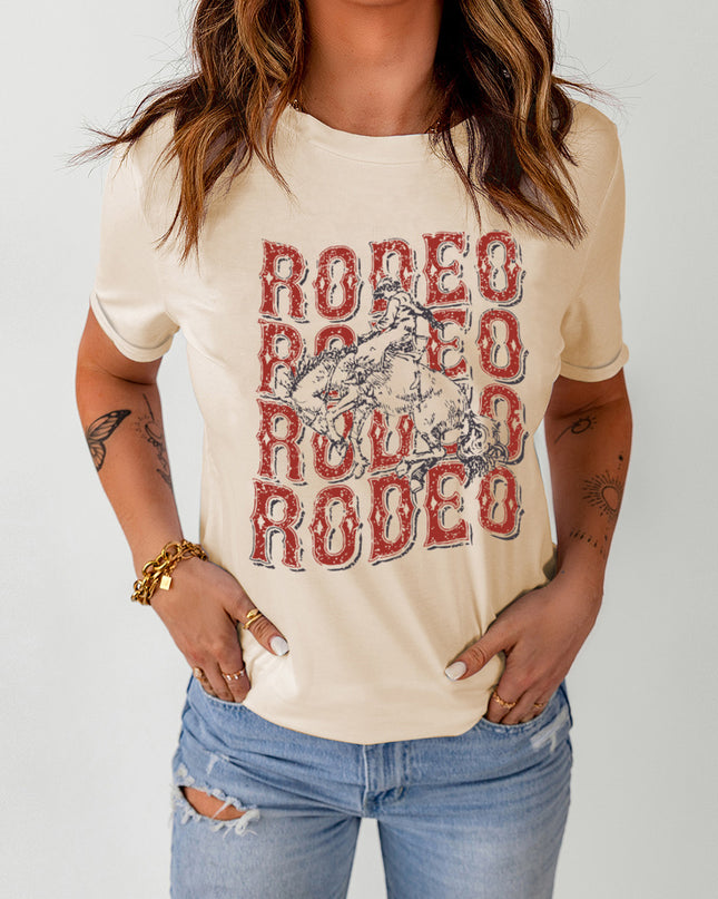 Letter Graphic Cuffed Tee Shirt - Sleekdenim.com