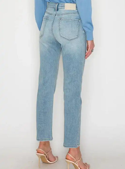 AT1747STL - HIGH RISE SLIM STRAIGHT JEANS - Sleekdenim.com