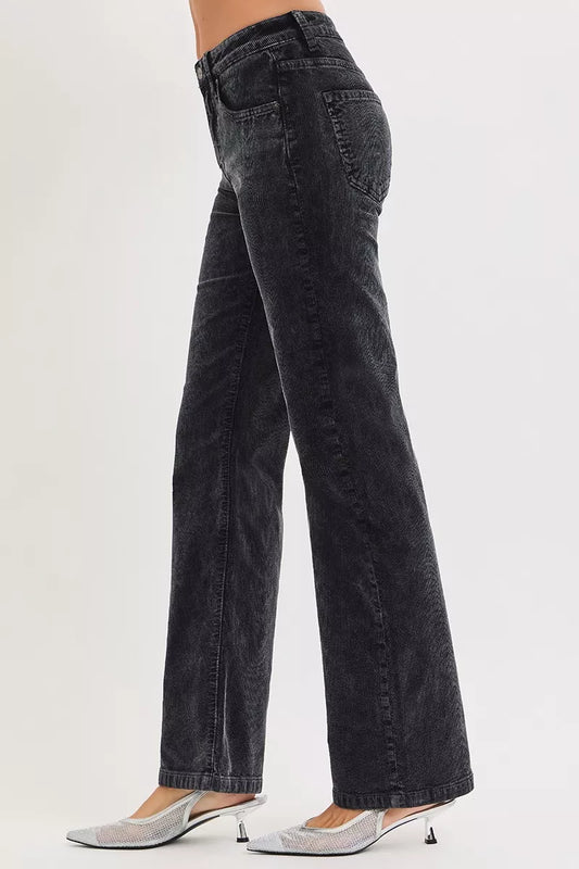 RISEN Tummy Control Mid Rise Straight Leg Corduroy Pants - Sleekdenim.com