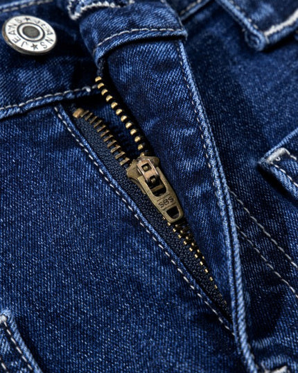 Denim Patch Pocket Wide Leg Jeans - Sleekdenim.com