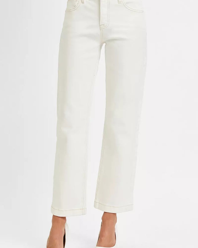 RISEN Full Size Tummy Control Mid Rise Ankle Straight Jeans Plus Size - Sleekdenim.com