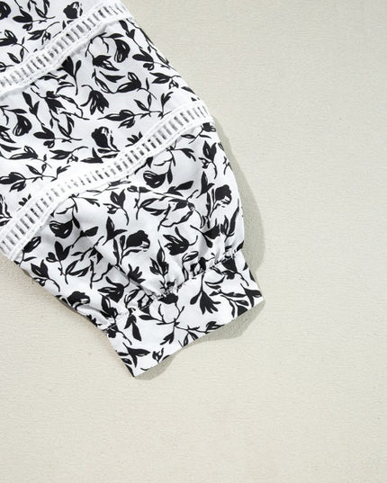 Floral Lace Puff Sleeve Top - Sleekdenim.com