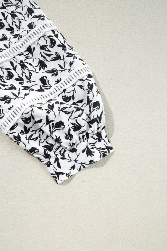 Floral Lace Puff Sleeve Top - Sleekdenim.com