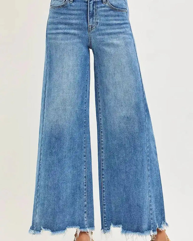 RISEN High Rise Ankle Wide Jeans - Sleekdenim.com