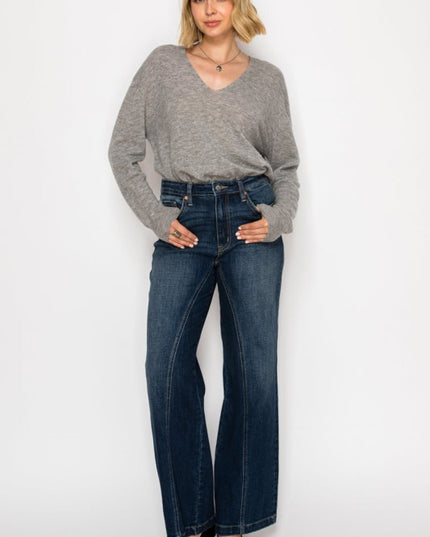 HYBRID STRETCH RIPPED RELAXED FLARE JEANS - Sleekdenim.com