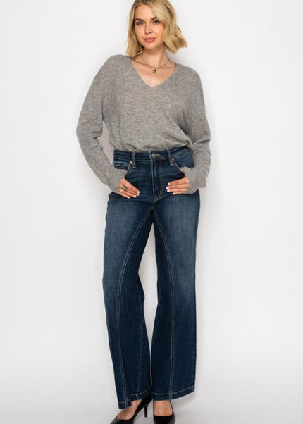 HYBRID STRETCH RIPPED RELAXED FLARE JEANS - Sleekdenim.com
