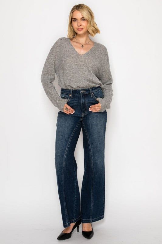HYBRID STRETCH RIPPED RELAXED FLARE JEANS - Sleekdenim.com