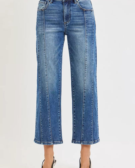 RISEN High Rise Crop Straight Jeans - Sleekdenim.com